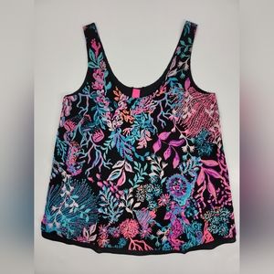 Lilly Pulitzer REVERSIBLE Florin Sleeveless Tank Top Twilight Coral Onyx Sz XS